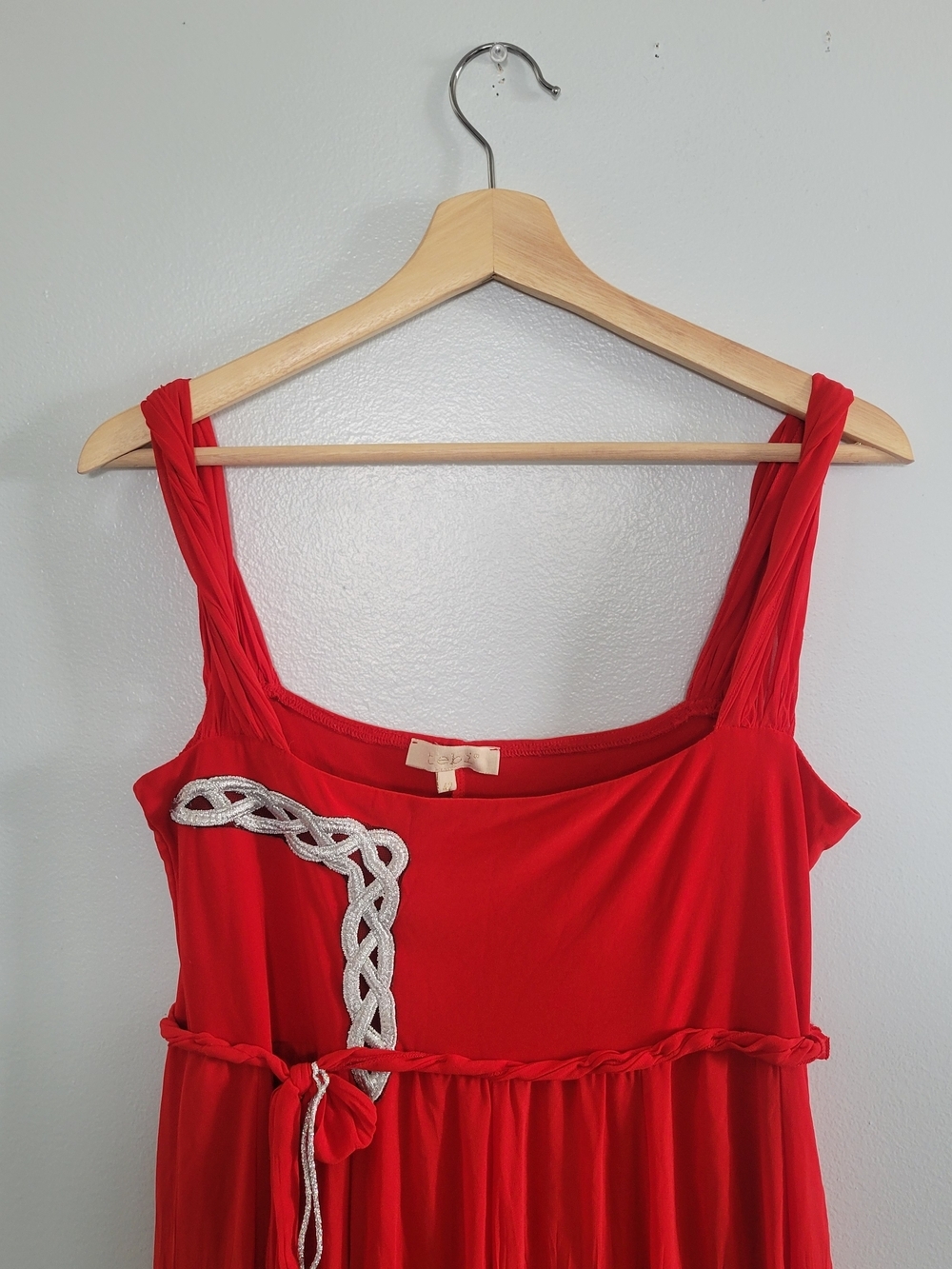 TEBI Grecian Red Maxi Dress Sz 42 (M/L) Empire Waist Formal Vtg-inspired - Picture 7 of 14